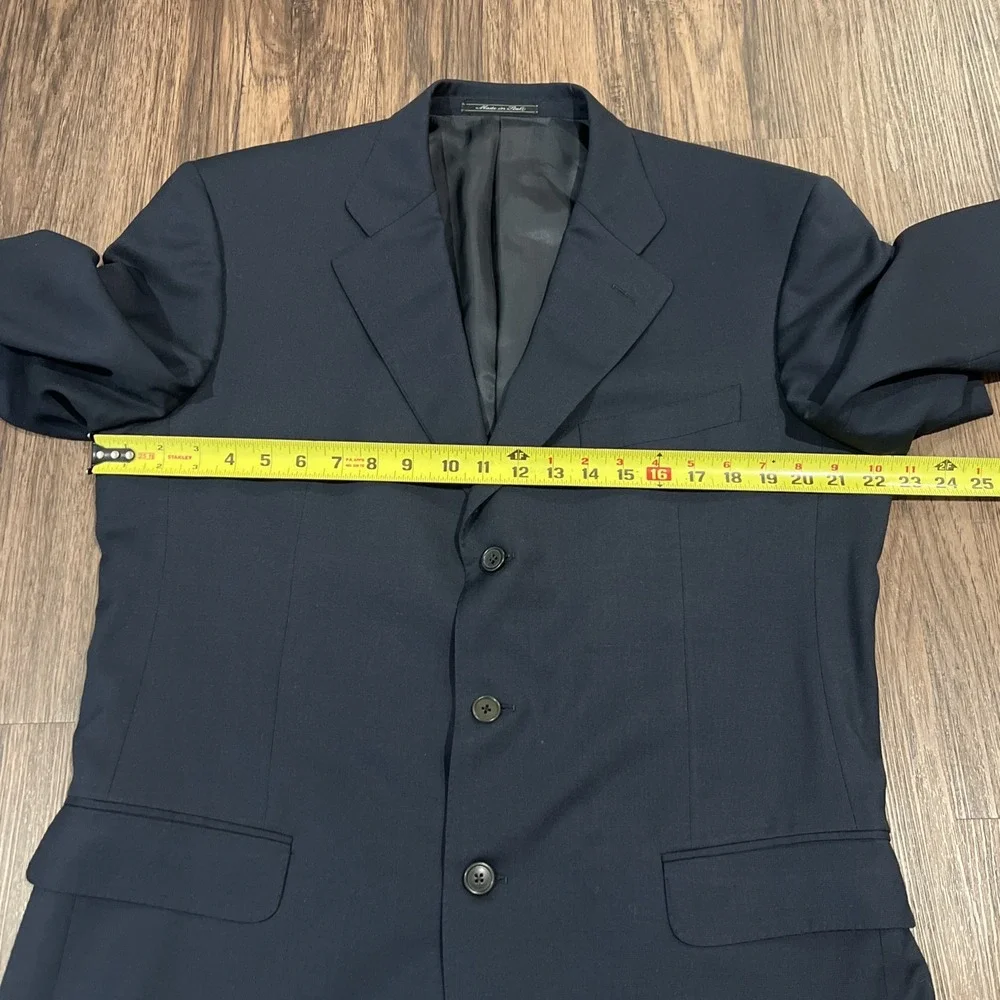 Ermenegildo Zegna Blazer Mens 44R EU54 worsted Super 100's Navy Made In Italy
